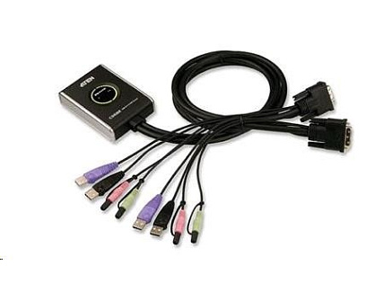 ATEN přepínač KVM 2-port DVI KVMP USB2.0, mini, audio, 1.2m kabely ATEN přepínač KVM 2-port DVI KVMP USB2.0, mini, audio, 1.2m kabely