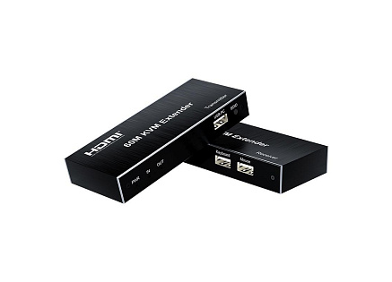 PremiumCord HDMI KVM extender s 2xUSB na 60m s audiem přes jeden kabel Cat5/6