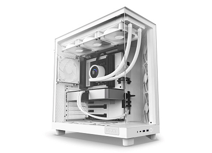 NZXT skříň H6 Flow dvoukomorová / MidT / 3x120mm fan / 2xUSB 3.2 / USB-C / prosklená bočnice i čelo / bílá