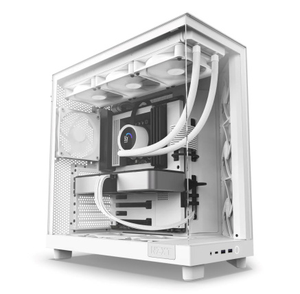 NZXT skříň H6 Flow dvoukomorová / MidT / 3x120mm fan / 2xUSB 3.2 / USB-C / prosklená bočnice i čelo / bílá