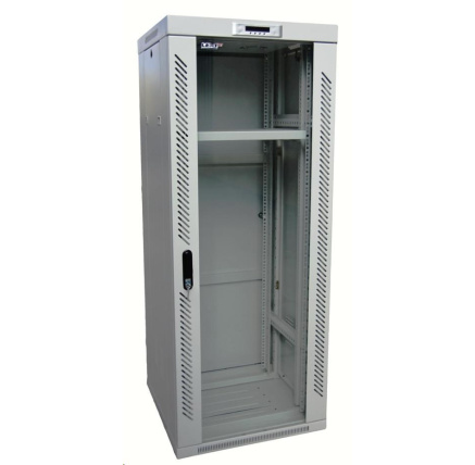 LEXI-Net 19" stojanový rozvaděč 24U 600x600 rozebiratelný, ventilační jednotka, termostat, kolečka, 600kg, sklo, šedý