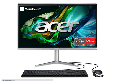 ACER PC AiO Aspire C24-1300, Ryzen 5 7520U ,23,8" FHD IPS,16GB,512GB M.2 SSD,Radeon610M,W11Original,stříbrná,KB+Mouse