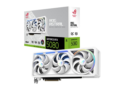 ASUS VGA NVIDIA GeForce RTX 5080 ROG ASTRAL WHITE 16GB OC, 16GB GDDR7, 3xDP, 2xHDMI ASUS VGA NVIDIA GeForce RTX 5080 ROG ASTRAL WHITE 16GB OC, 16GB GDDR7, 3xDP, 2xHDMI
