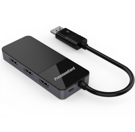 PREMIUMCORD MST adapter DisplayPort 1.4 na 3x HDMI2.0 monitory 4K@60Hz, extended + mirror + duplicate režimy PREMIUMCORD MST adapter DisplayPort 1.4 na 3x HDMI2.0 monitory 4K@60Hz, extended + mirror + duplicate režimy