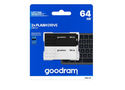 GOODRAM Flash Disk 2x64GB UME2, USB 2.0, bílá, černá
