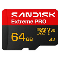 SanDisk micro SDXC Extreme PRO 64GB UHS-I U3 (200R/90W MB/s, UHS-I U3 V30) + adaptér