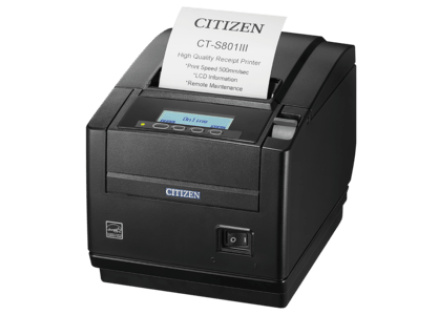 Citizen CT-S801III, 8 dots/mm (203 dpi), cutter, USB, black