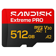 SanDisk micro SDXC Extreme PRO 512GB UHS-I U3 (250R/170W MB/s, UHS-I U3 V30) + adaptér