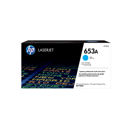 HP 653A Cyan LJ Toner Cart, CF321A (16,500 pages) HP 653A Cyan LJ Toner Cart, CF321A (16,500 pages)
