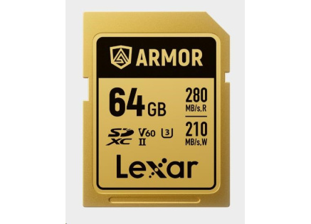 Lexar SDXC ARMOR Gold UHS-II U3, Stainless Steel, IP68 R280/W210 (V60) 64GB