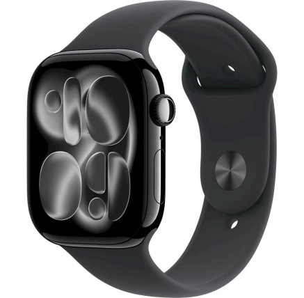 Apple Watch Series 11 GPS + Cellular 42mm Jet Black Aluminium Case with Black Sport Band - S/M