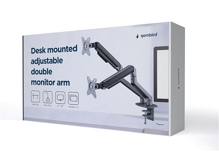 GEMBIRD Držák 2 monitorů na stůl MA-DA2-05, naklápěcí, až do 32” a 9kg, vesmírně šedý GEMBIRD Držák 2 monitorů na stůl MA-DA2-05, naklápěcí, až do 32” a 9kg, vesmírně šedý