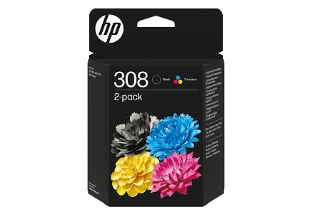 HP 308 2-Pack Tri-color/Black Original Ink Cartridge (120 / 160 pages)