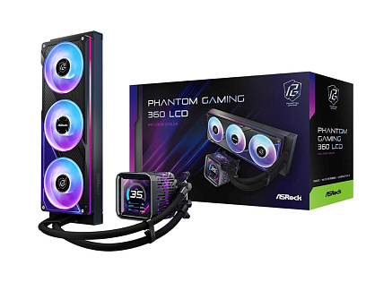 ASROCK Vodní chladič Phantom Gaming 360 LCD, 3x120mm, ARGB, LGA1851, AM5, černá