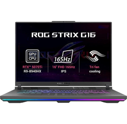 ASUS NTB ROG Strix G16 (G614PR-RV003W), R9-8940HX, 16" 1920x1200, 32GB, 1TB SSD, Radeon+RTX 5070, W11 Home, Eclipse Gray ASUS NTB ROG Strix G16 (G614PR-RV003W), R9-8940HX, 16" 1920x1200, 32GB, 1TB SSD, Radeon+RTX 5070, W11 Home, Eclipse Gray