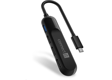 CONNECT IT USB-C hub USB 3.0, externí, černý