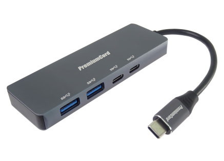 PREMIUMCORD Hub USB-C na 2x USB 3.2 Typ-C +2x USB 3.2, 5G SuperSpeed, Aluminum PREMIUMCORD Hub USB-C na 2x USB 3.2 Typ-C +2x USB 3.2, 5G SuperSpeed, Aluminum