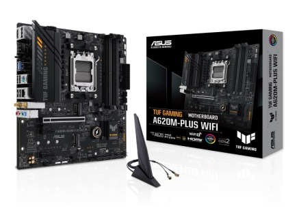 BAZAR - ASUS MB Sc AM5 TUF GAMING A620M-PLUS WIFI, AMD A620, 4xDDR5, 1xHDMI, 2xDP, mATX - Po opravě (Bez příšlušenství)