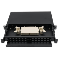 Rozvaděč, 19", optický, 1U, 24× SC simlex nebo 24× LC duplex, výsuvný, černý