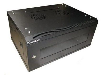 XtendLan 19" nástěnný rozvaděč 4U 600x450, nosnost 60 kg, skleněné kouřové dveře, svařovaný, černý