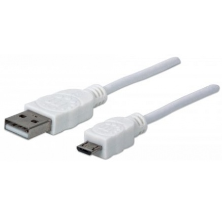 MANHATTAN Kabel propojovací USB 2.0 A Male / Micro-B Male, 1m, bílý MANHATTAN Kabel propojovací USB 2.0 A Male / Micro-B Male, 1m, bílý