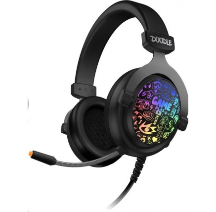 CONNECT IT DOODLE RGB herní sluchátka s mikrofonem, 2xJack+USB, černá CONNECT IT DOODLE RGB herní sluchátka s mikrofonem, 2xJack+USB, černá
