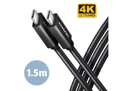 AXAGON BUCM32-CM15AB, SPEED+ kabel USB-C  USB-C, 1.5m, USB 20Gbps, PD 100W 5A, 4K HD, ALU, oplet, černý