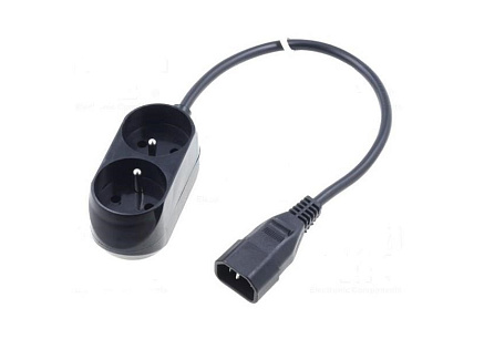 Prodlužovací přívod 2x230V pro UPS (IEC320-C14), 30cm