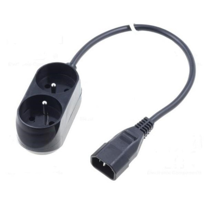 Prodlužovací přívod 2x230V pro UPS (IEC320-C14), 30cm
