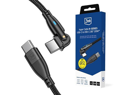 3mk Hyper Cable N-SERIES C to C 1m PD 3.0 QC 3.0 20V/5A 100W Black Swivel