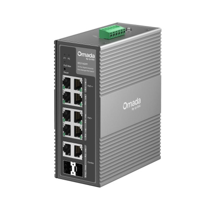 TP-Link OMADA průmyslový switch IES210GPP (8xGbE,2xGbE/SFPcombo,6xPoE+,2xPoE++,240W,DIN,IP40,fanless)