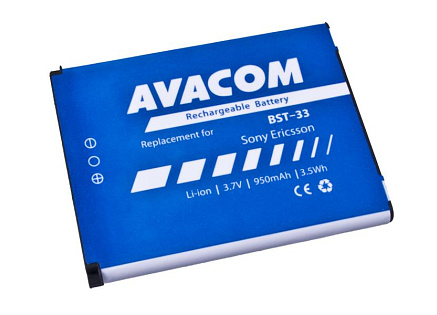 AVACOM baterie do mobilu Sony Ericsson K550i, K800, W900i Li-Ion 3,7V 950mAh (náhrada BST-33) AVACOM baterie do mobilu Sony Ericsson K550i, K800, W900i Li-Ion 3,7V 950mAh (náhrada BST-33)