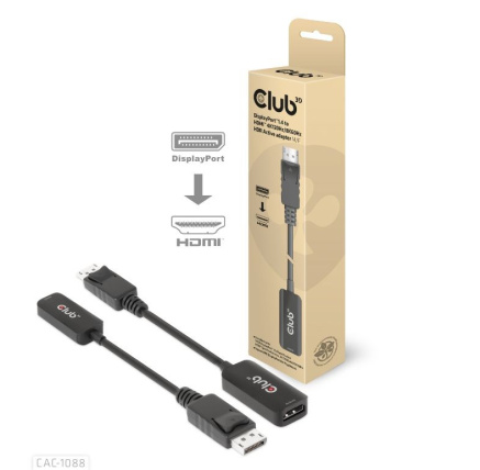 Club3D Adaptér aktivní DisplayPort 1.4 na HDMI 4K120Hz/8K60Hz HDR (M/F), černá