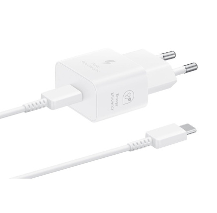 Samsung síťová nabíječka EP-T2510XWE + kabel USB-C, 25W, bílá Samsung síťová nabíječka EP-T2510XWE + kabel USB-C, 25W, bílá