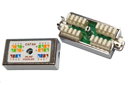 Spojovací box FTP Cat6A narážecí, stříbrná Spojovací box FTP Cat6A narážecí, stříbrná