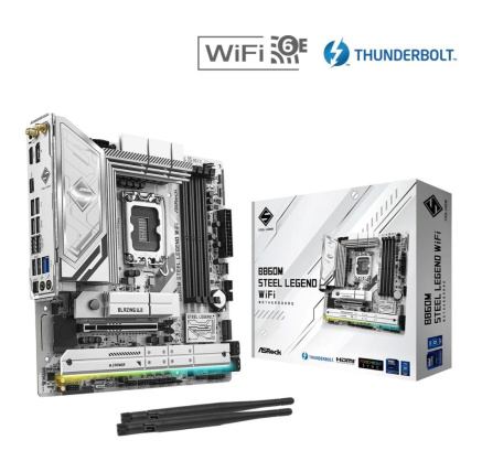 ASRock MB Sc LGA1851 B860M Steel Legend WiFi, Intel B860, 4xDDR5, 1xThunderbolt, 1xDP, 1xHDMI, WiFi, mATX ASRock MB Sc LGA1851 B860M Steel Legend WiFi, Intel B860, 4xDDR5, 1xThunderbolt, 1xDP, 1xHDMI, WiFi, mATX