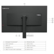 LENOVO LCD T32h-30 - 31.5"',IPS,matný,16:9,2560x1440,178/178,4ms,350cd/m2,1000:1,USB-C,HDMI,DP,USB Hub,RJ-45,VESA,Pivot