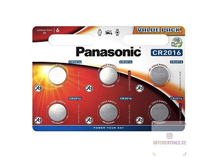 PANASONIC Lithiová baterie (knoflíková) CR-2016EL/6BP 3V (Blistr 6ks)
