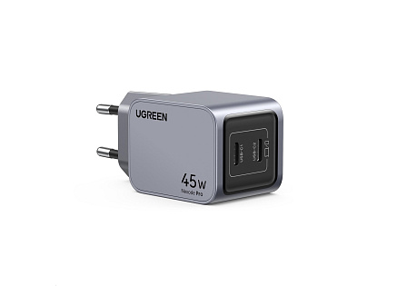 UGREEN síťová rychlonabíječka Nexode Pro 45W 2-Port USB-C, GaN, stříbrná