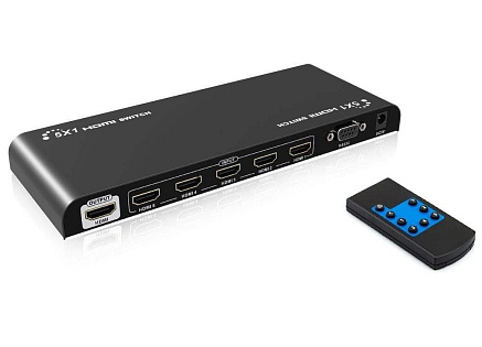 PremiumCord 4Kx2K@60Hz HDMI 2.0 switch 5:1 HDR, RS232 s dálkovým ovladačem