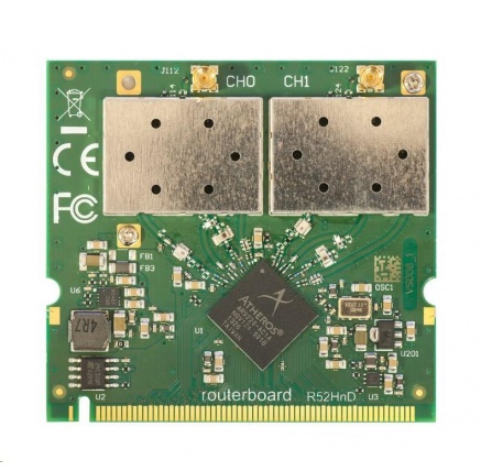 MikroTik R52HnD mini-PCI karta, high power 400mW, dual band 2.4/5GHz 802.11a/b/g/n, 2x MMCX