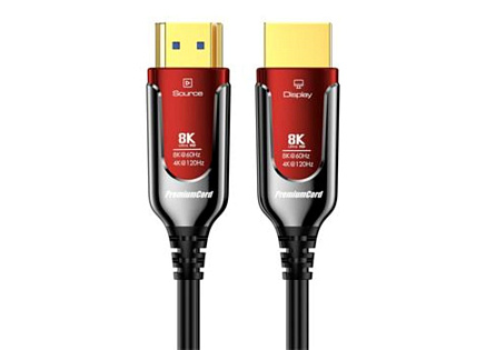BAZAR - PREMIUMCORD Ultra High Speed HDMI 2.1 optický fiber kabel 8K@60Hz, zlacené 15m - Poškozený obal (Komplet)