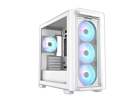 ASUS case A23 PLUS TG ARGB, Mini Tower, průhledná bočnice, 4x120mm ARGB Fan, bílá