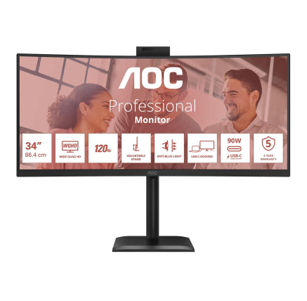 AOC MT VA 34" CU34E4CW - VA panel, 3440x1440, 120Hz, HDMI, DP, USB-C