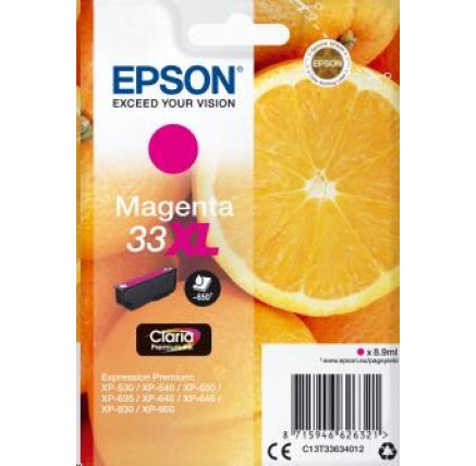 EPSON ink bar Singlepack "Pomeranč" Magenta 33XL Claria Premium Ink