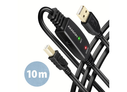 AXAGON ADR-210B, USB 2.0 A-M -> B-M aktivní propojovací / repeater kabel, 10m