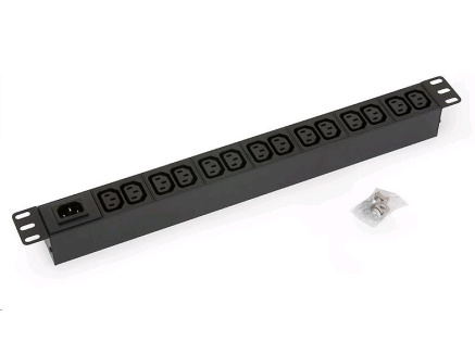 TRITON 19" rozvodný panel 14x IEC C13, bez kabelu, černý