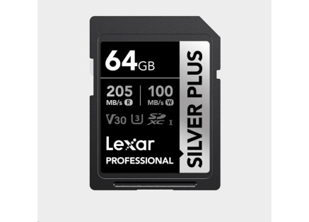 Lexar SDXC Professional SILVER Plus 1066x UHS-I/U3/A2/4K R205/W100 (V30) 64GB
