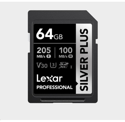 Lexar SDXC Professional SILVER Plus 1066x UHS-I/U3/A2/4K R205/W100 (V30) 64GB