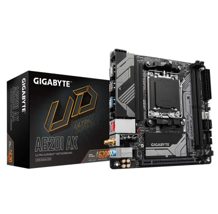 GIGABYTE MB Sc AM5 A620I AX, AMD A620, 2xDDR5, 1xDP, 1xHDMI, WiFi, mini-ITX